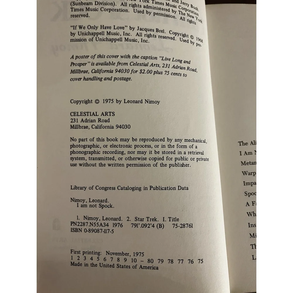 VTG I AM NOT SPOCK Leonard Nimoy 1st printing 1975 Book Star Trek SEE ALL - Picture 16 of 16